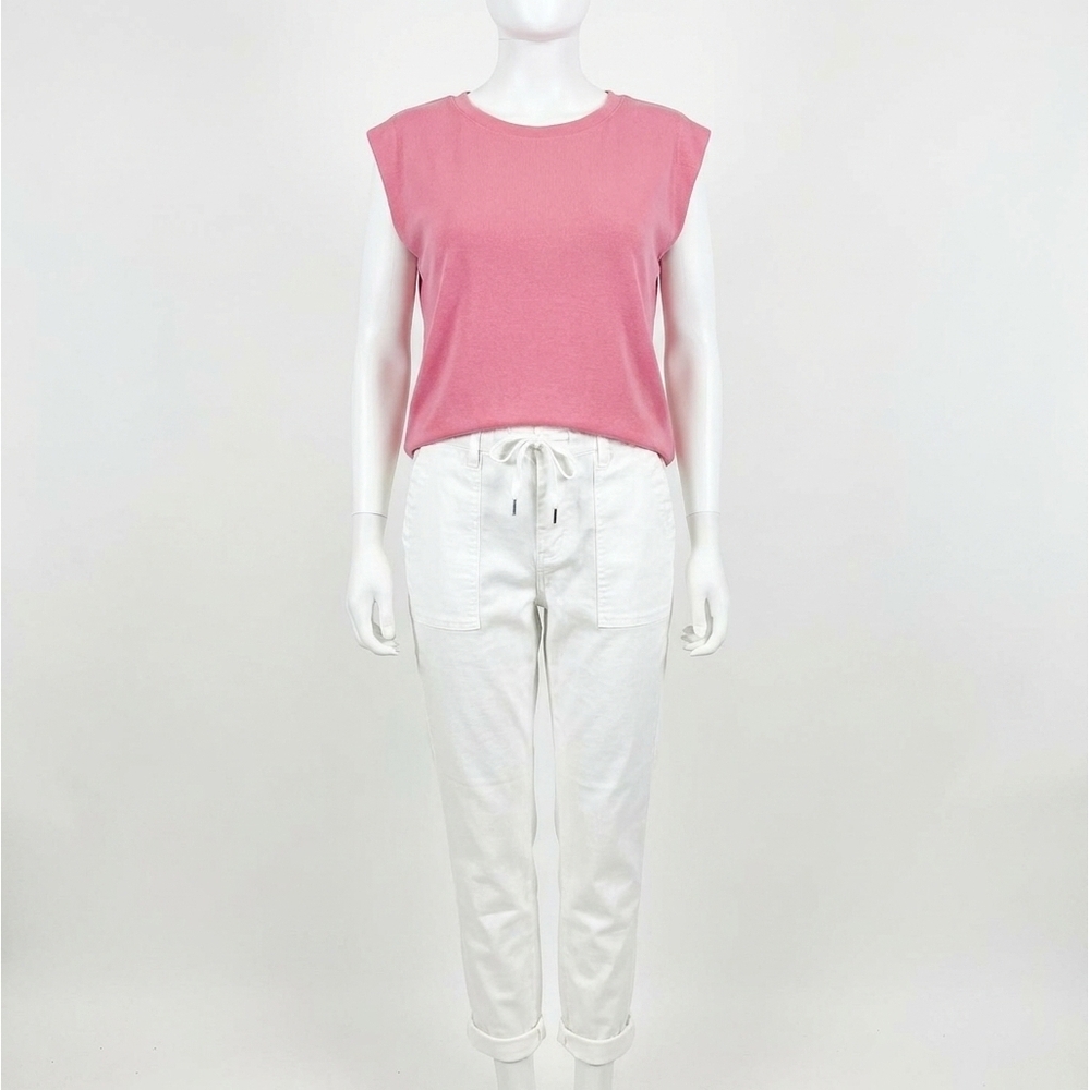 NEW JUDY BLUE high waist garment dyed double cuff jogger in white